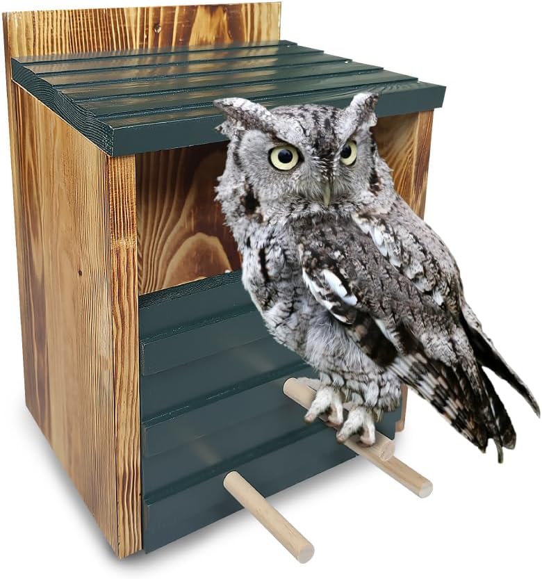 Owl Box for Outside - Ready-to-use - No Assembly Required Owl House 100% Cedar Wood Screech Owl Houses for Outdoors Real Wood