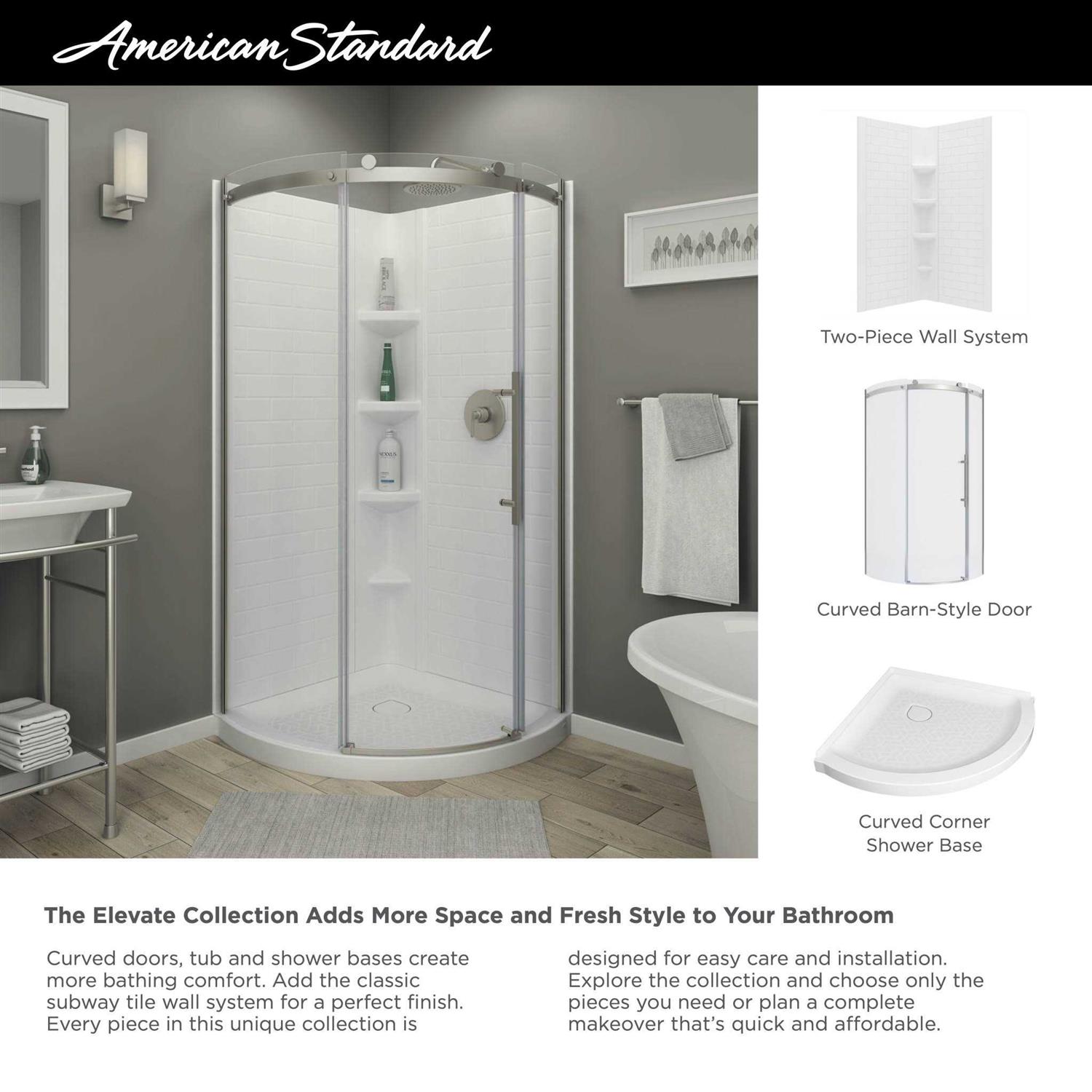 American Standard Elevate 36-in x 72-in 3-Piece Glue To Wall Arctic 2947SWT36.011