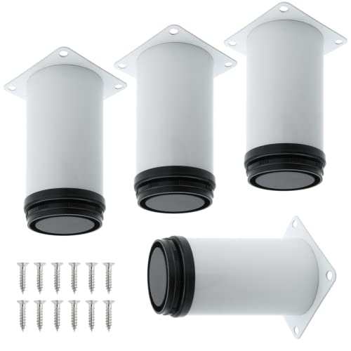 Pack of 4 White Adjustable Furniture Leg, 4