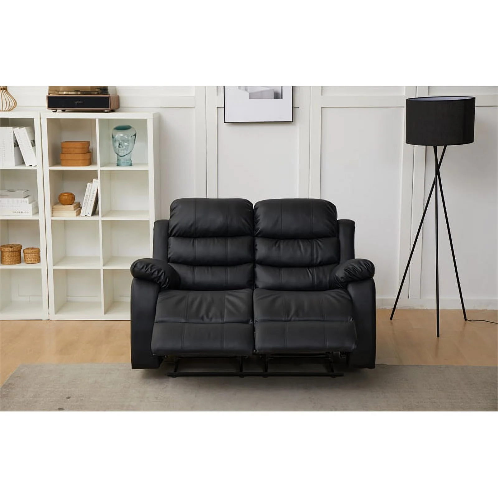 Kingway Furniture Eston Faux Leather Living Room Loveseat in Black
