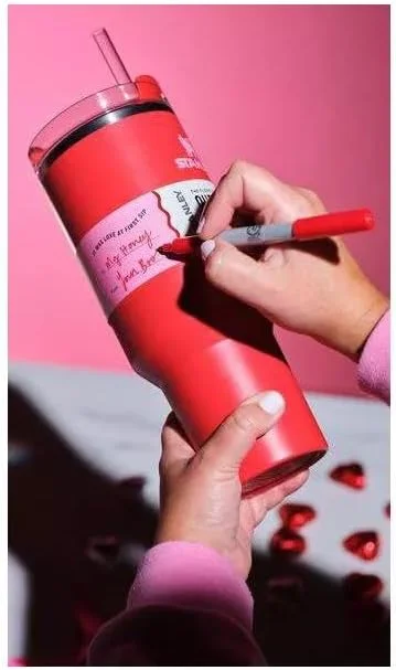 Stanley Cup 40oz with handle Stainless Steel Vacuum Insulated Tumbler Stanley Dupes Copo Termico Stanley ( Valentine's Day Dark Red )