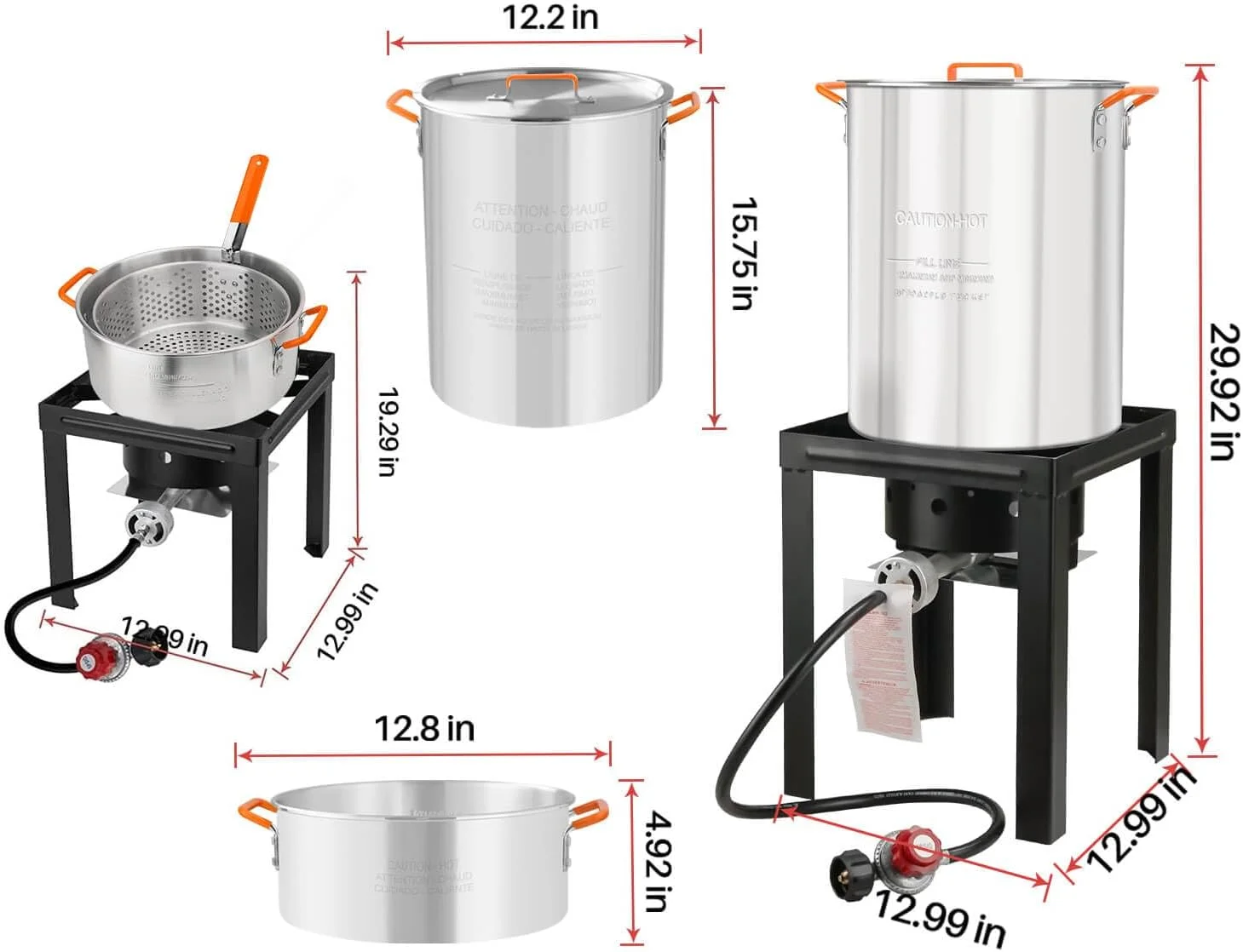 AiYCHEN Propane Outdoor Turkey Fryer, 30 & 10 Quart Aluminum Seafood Boiler Steamer Kit Crawfish Fish Fryer, 55,000 BTU