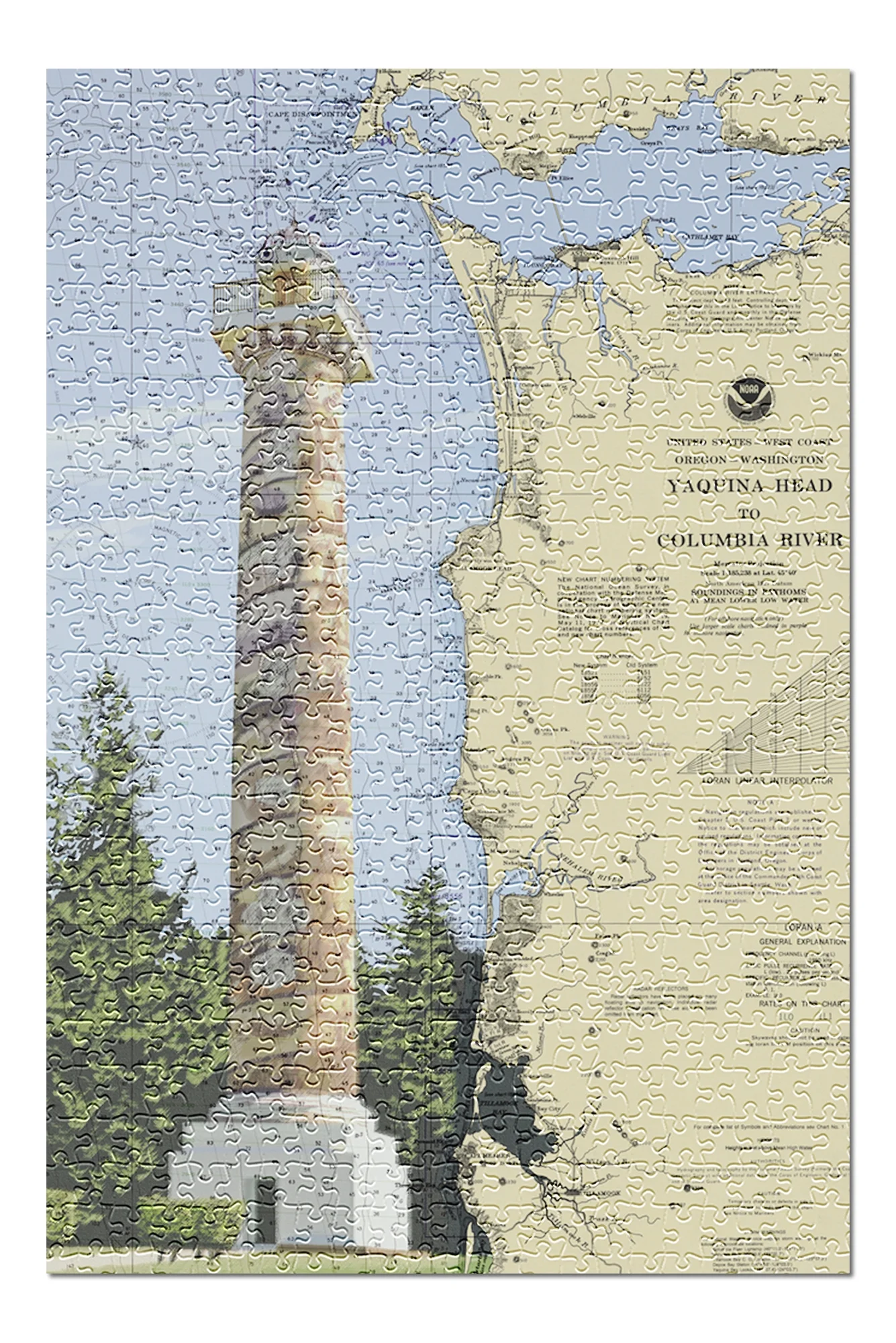 Astoria Column, Oregon, Nautical Chart (19x27 inches, Premium 500 Piece Jigsaw Puzzle for Adults and Family, Made in USA)