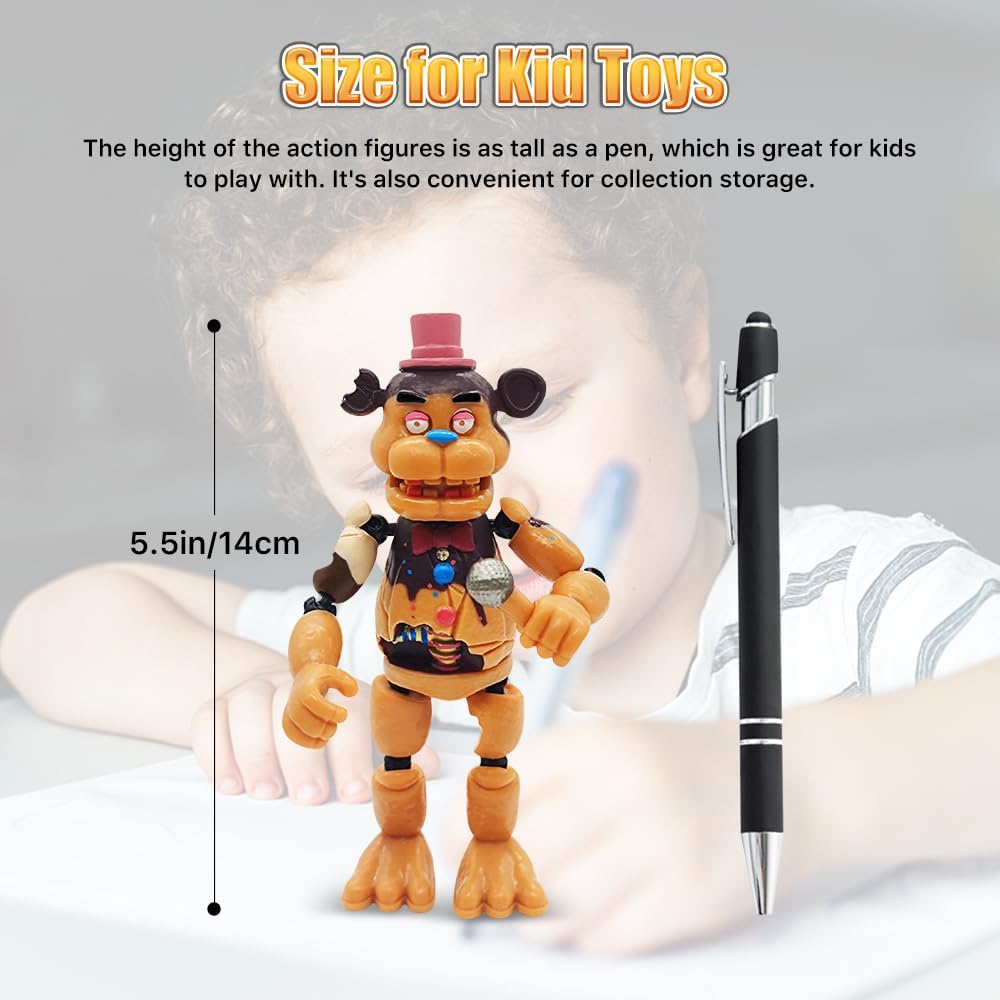 Action Figures, 6 PCS Toy Figures, 5.5 Inches Collectible Toys Set with Ball Joint Connection Light, Cake Toppers for Video Games Fans Boys, Girls, Kids Adults as Gifts