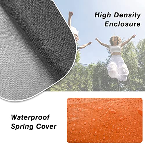 AOTOB 8FT 10FT 12FT 14 FT 15FT Trampoline with Safety Enclosure Net，Outdoor Trampoline with Basketball Hoop, Heavy Duty Jumping Mat and Spring Cover Padding for Kids and Adults, Storage Bag and Ladder