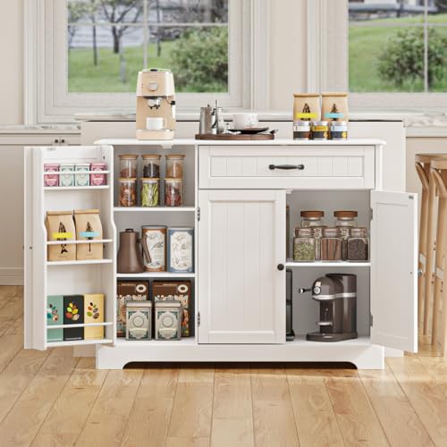 Gizoon Kitchen Sideboard Buffet Cabinet with Storage Small Coffee Bar Cabinet with Drawer, Kitchen Pantry Storage Cabinet with Door and Shelves for Bathroom and Living Room