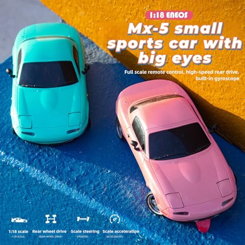 LD1899 1/18 RC Drift Car GTR R34 2.4GHz RWD with Gyroscope on-Road Alloy Body Shell Racing Cars Radio Control (Blue)