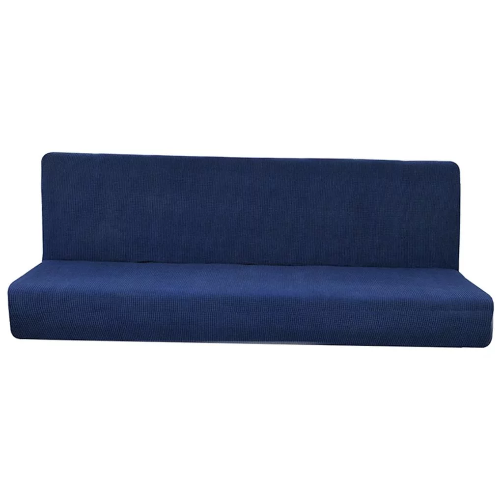 Non-Slip Armless Sofa Cover Full Folding Sofa Bed Slipcover Dark