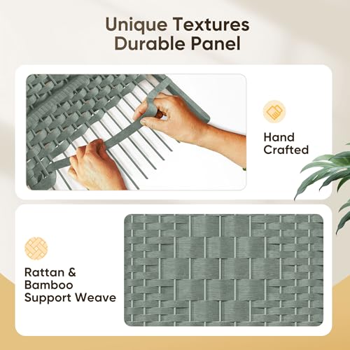 JOSTYLE Folding Privacy Room Divider, 4 Panel Screen Divider 6 ft. Tall Freestanding Extra Wide Rattan Room Partition Wall Separation Dividers, Grey