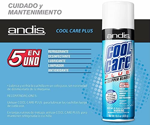 Andis 12750 Cool Care Plus 5-in-1 Clipper Spray, 15.5 oz Can, Blade Care and Treatment, Blue