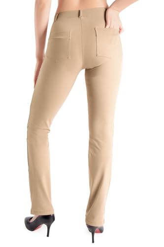 Yogipace,Belt Loops,Women's Petite/Regular/Tall Straight Leg Yoga Dress Pants