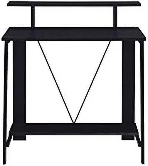 HJNIUNIU Industrial Computer Desk with  Shelves  Home Office Workstation Writing Table with V-Shaped Metal Frame  32" L x 18" W x 35" H (Weathered Oak and Black)