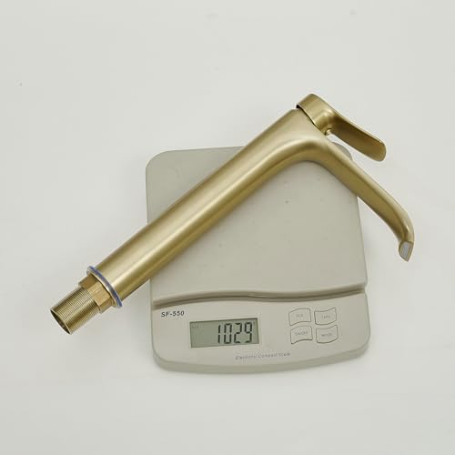 Tall Vessel Sink Faucet Bathroom Waterfall Faucet Brushed Gold Finished Single Handle Matte Black Vanity Bathroom Faucet Basin Mixer Tap with Water Supply Hose and Pop Up Sink Drain