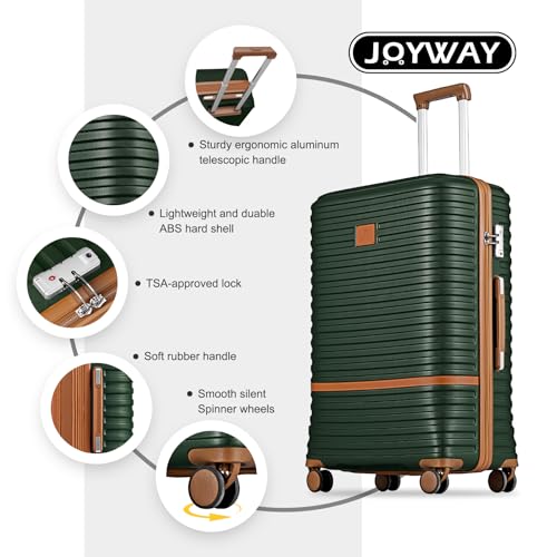 Joyway Carry On Luggage 20 Inch Expandable Suitcase with Spinner Wheel, 4 Piece Hard Shell Luggage Set with TSA Lock(White brown)