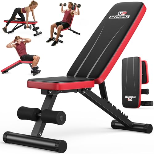 NICEPEOPLE Basic Weight Bench for Home Gym, Foldable Workout Bench with 8 Backrests, 660LBS Weight Capacity Adjustable Bench