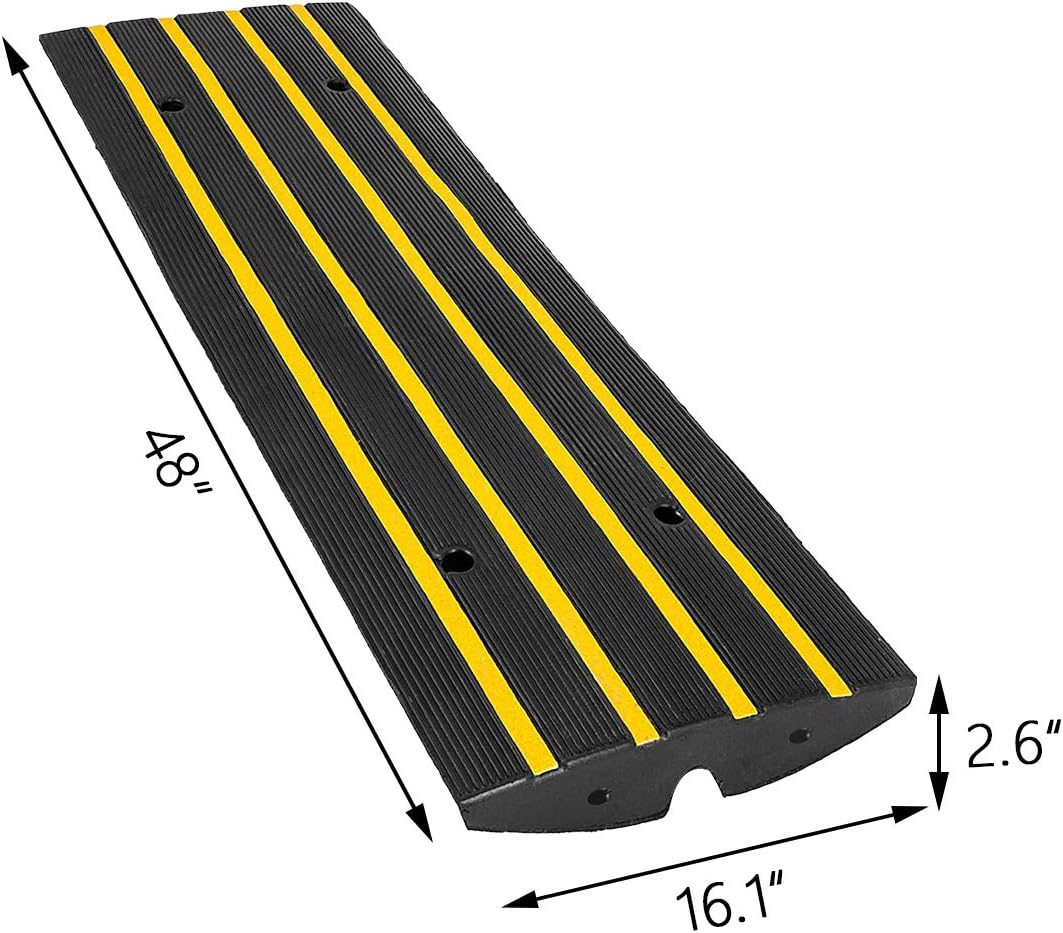 Scinotec Rubber Curb Ramps Car Kerb Ramp 2.5 Inch Rise 1 Pack 10 Ton Capacity Curbside Bridge Ramp for RV Loading Dock Garage Warehouse Driveway Sidewalk