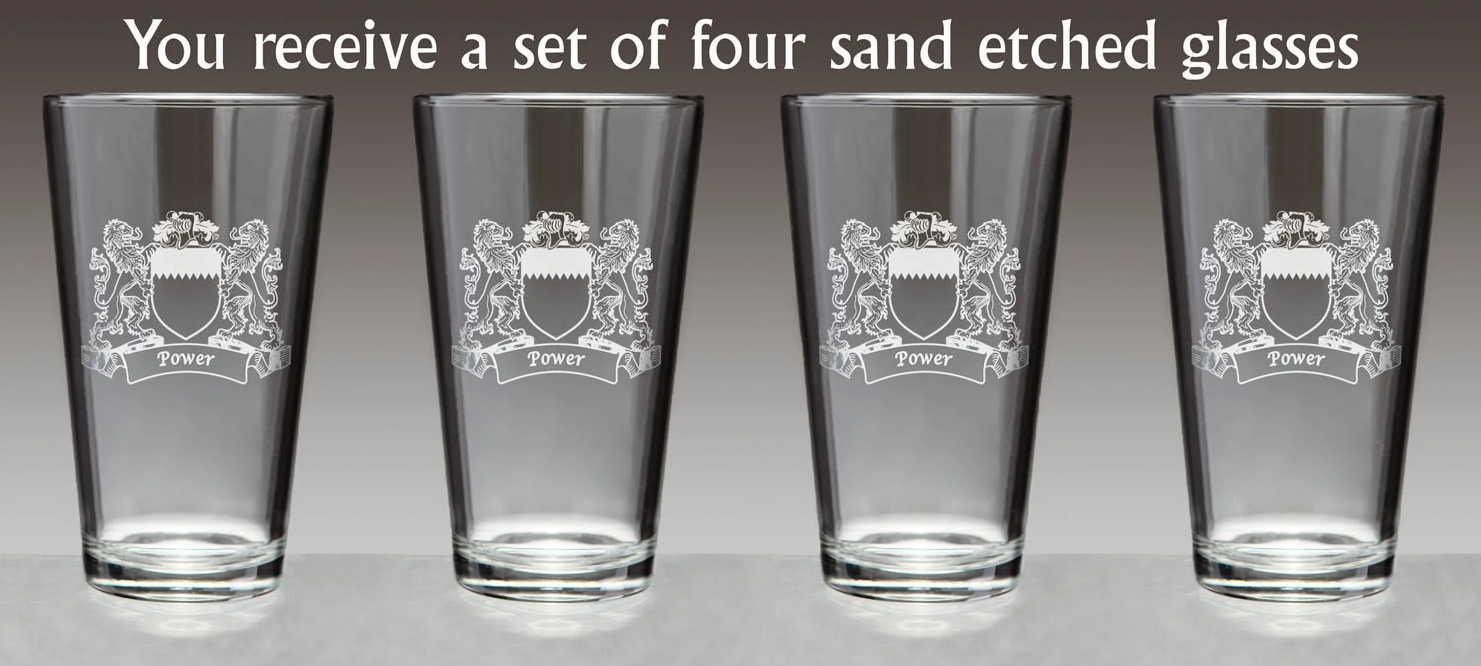 Power Irish Coat of Arms Lions Pint Glasses (Sand Etched)