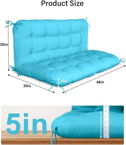 YEFU Porch Swing Cushion, Swing Cushions 2-3 Seater Replacement with Backrest, Waterproof Bench Cushion for Patio Garden, 48x40x5 Inch, Burgundy