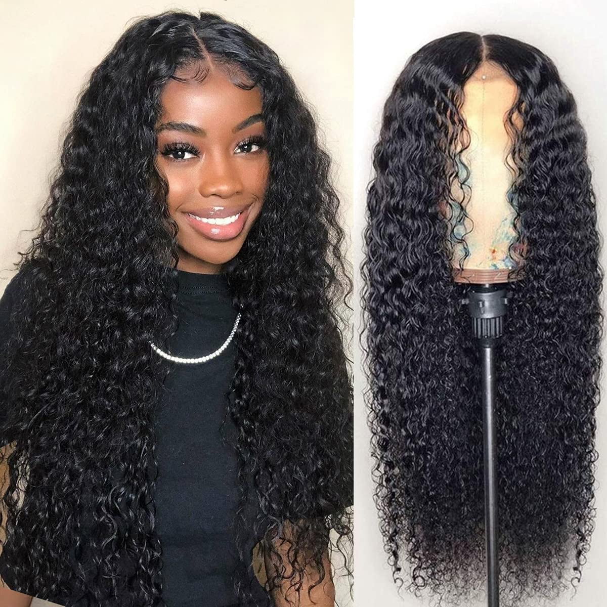 T Part Kinky Curly Wig Human Hair Curly Wigs for Black Women Human Hair Kinky Curly Hd Lace Front Wig Human Hair 13x5x1 Transparent Pre Plucked Brazilian Virgin t Part Curly Lace Wig Human Hair 20Inch
