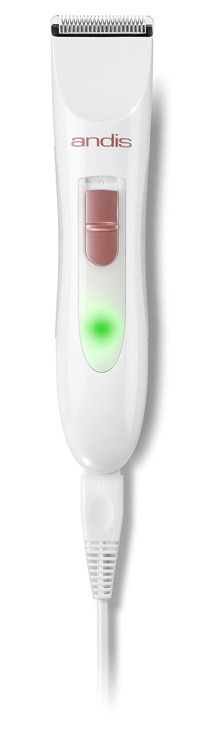 Andis 24630 Women's Personal Electric Trimmer - Detachable Stainless-Steel Blade - for Legs, Underarms Hair Removal - Rechargeable Cordless Slim Design - 6-Piece Kit, White