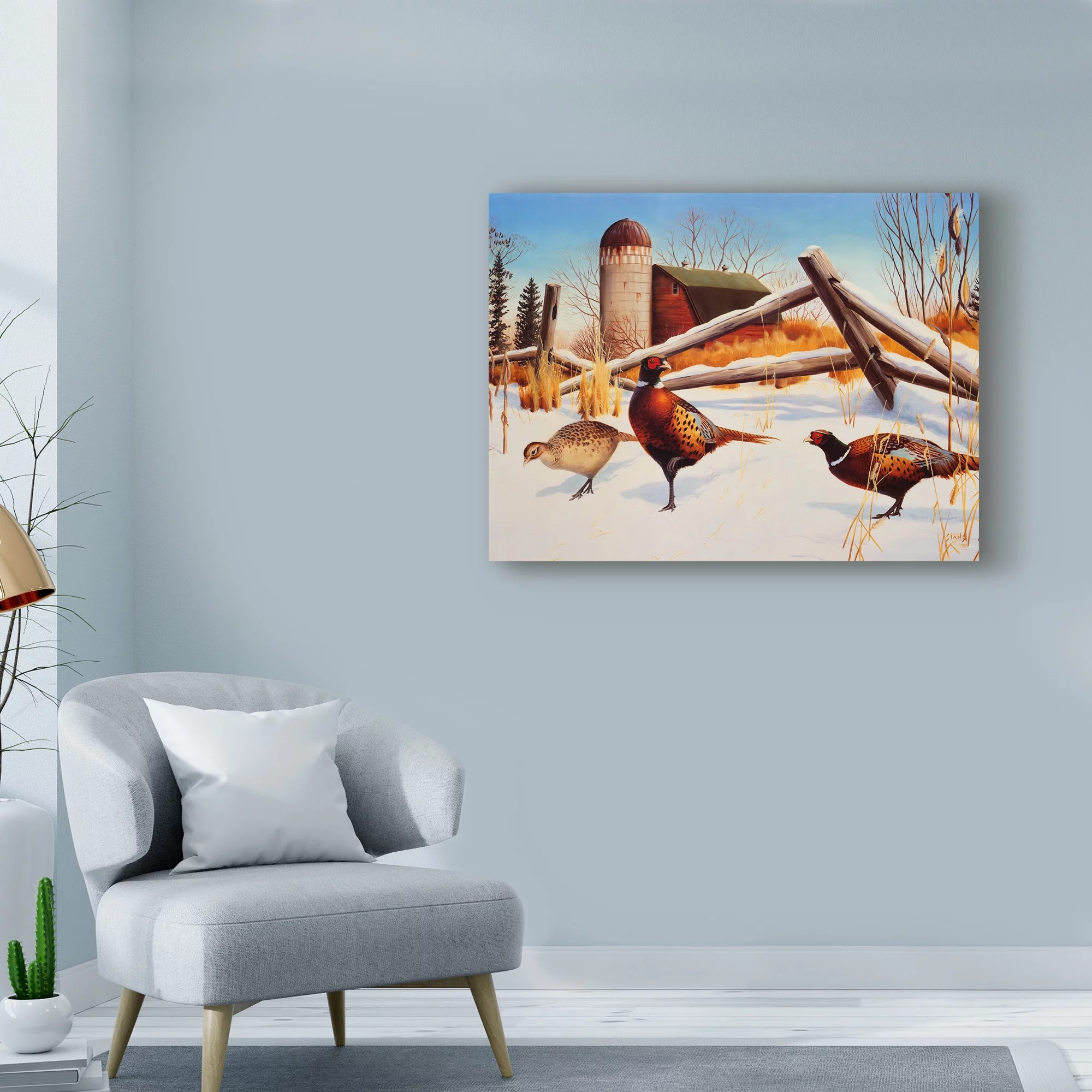 Trademark Fine Art 'Pheasants II' Canvas Art by Leo Stans