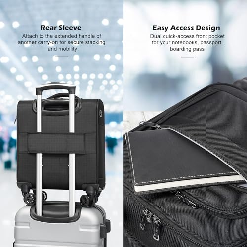 Coolife Underseat Carry On Luggage Softside Lightweight Rolling Travel Bag Spinner Suitcase