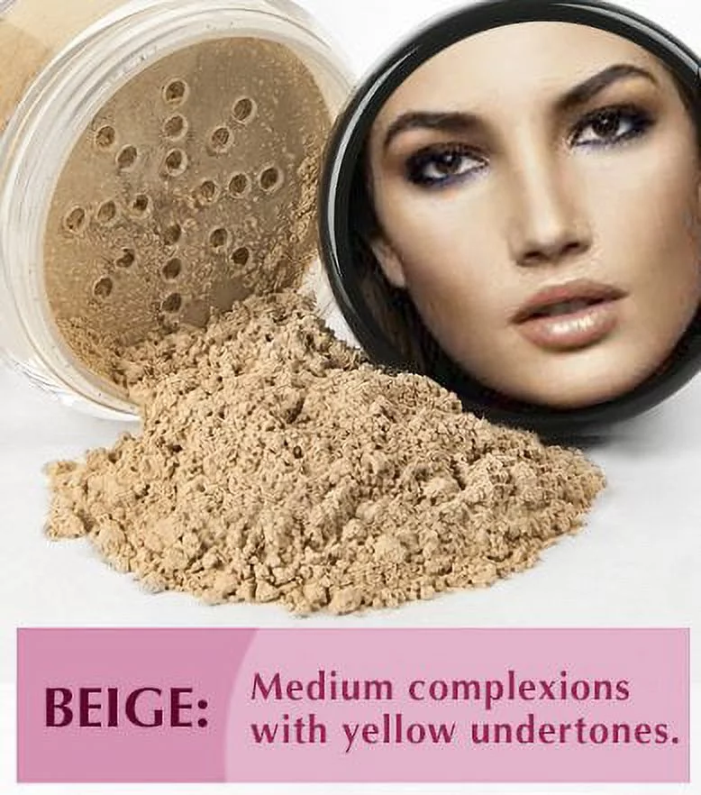 LEOPARD KIT BAG & BRUSH SET (BEIGE) Mineral Makeup Bare Face Powder Foundation