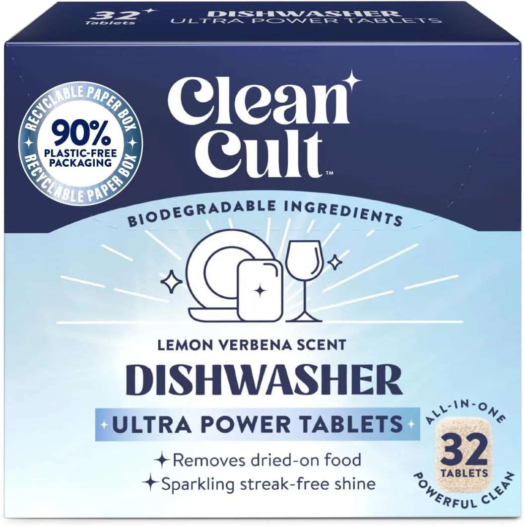 Cleancult Dishwasher Pods, Nature-Inspired Ingredients, Lemon Verbena, 32 Count