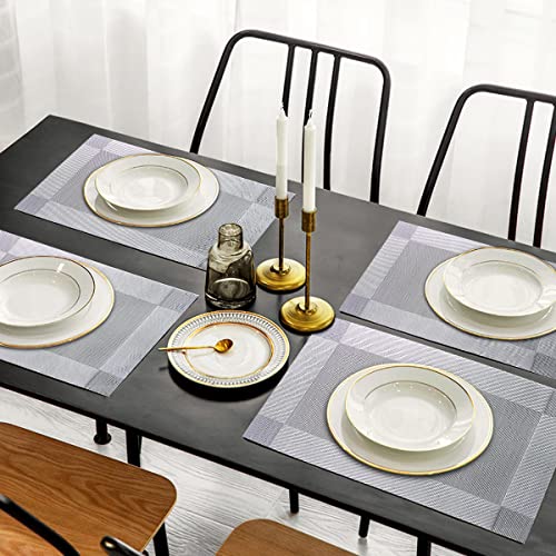 Placemats Set of 6, Table Placemats Heat Resistant Woven Placemats Washable PVC Place Mats Woven Vinyl Placemats Non-Slip Stain Resistant Kitchen Table Placemats Easy to Clean…