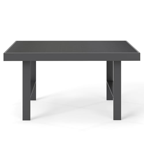 Solaste Aluminum Outdoor Coffee Table, All-Weather Rectangle Metal Patio Coffee Table Furniture for Balcony, Garden, Indoor or Outdoor Use, Black