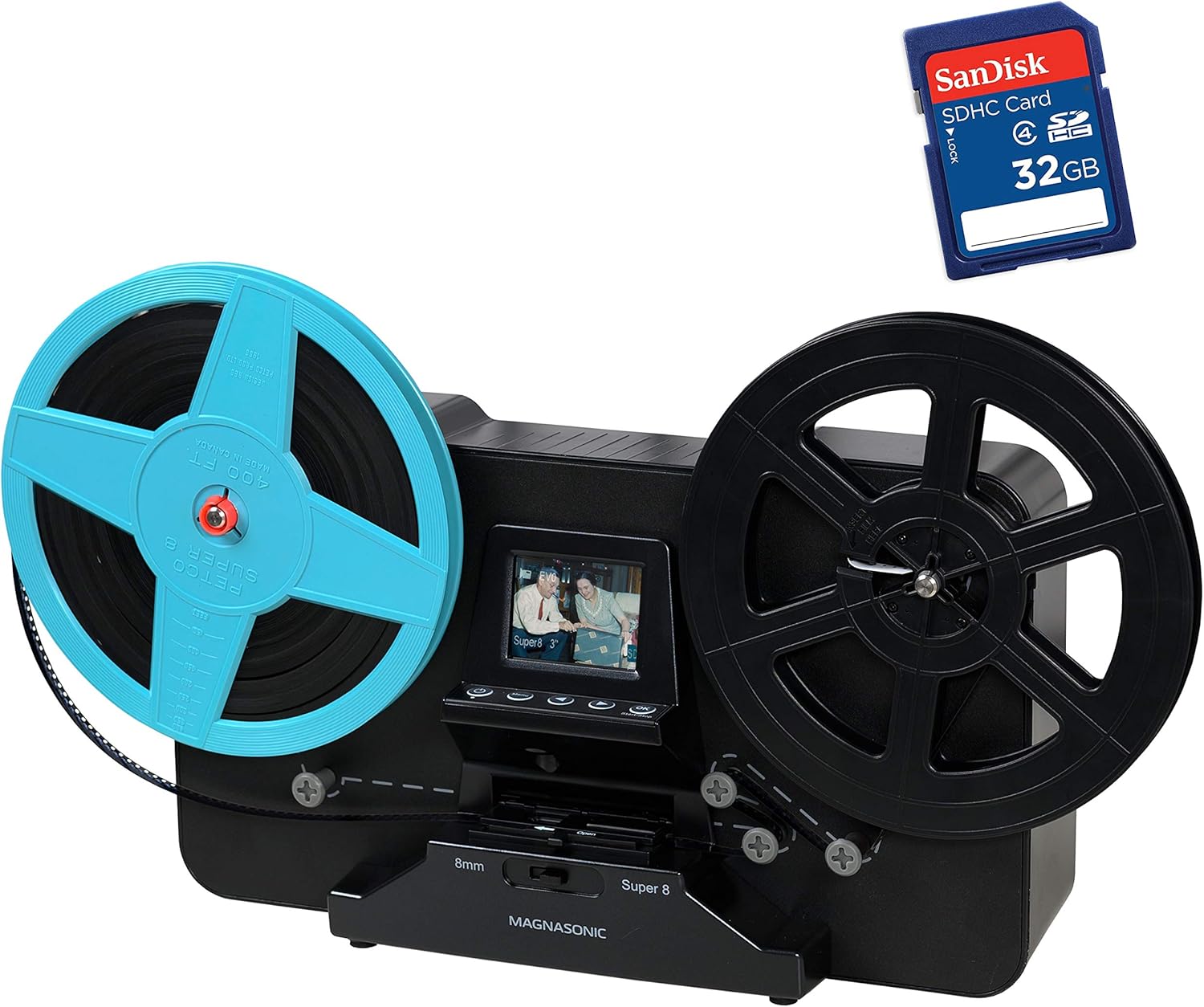 Magnasonic Super 8/8mm Film Scanner, Converts Film into Digital Video, Vibrant 2.3 Screen, Digitize and View 3, 5 and 7 Super 8/8mm Movie Reels (FS81)