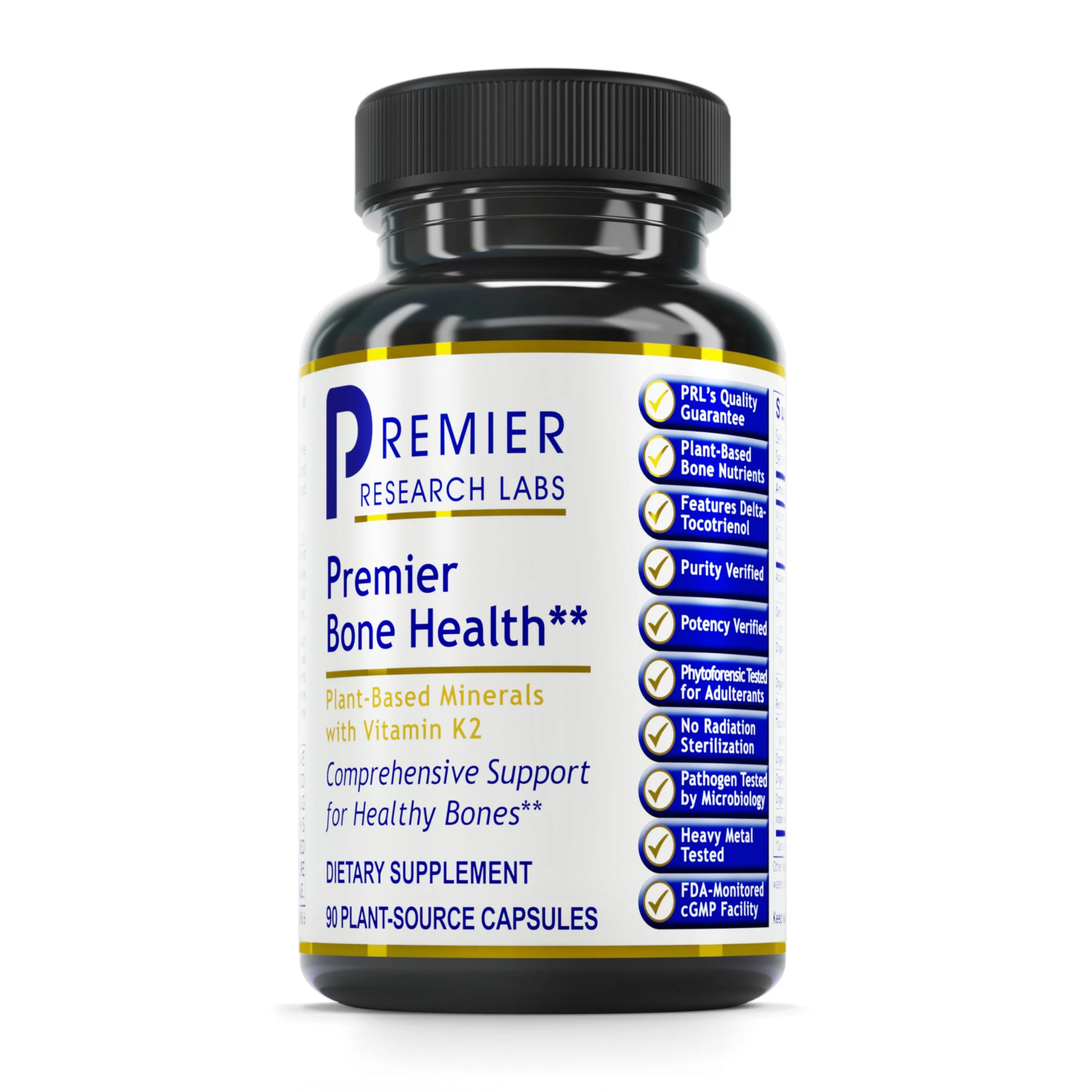 Premier Research Labs Bone Health - Healthy Bones Supplement - With Vitamin K2, Chlorella & Calcium - Mineral Supplement - Vegan Friendly - 90 Plant-Source Capsules