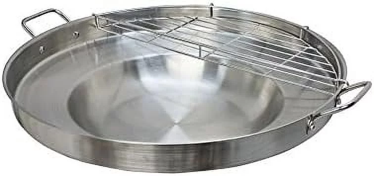 Heavy Duty 23'' Stainless Steel Concave Comal Frying Pan Wok Grill Griddle Rack