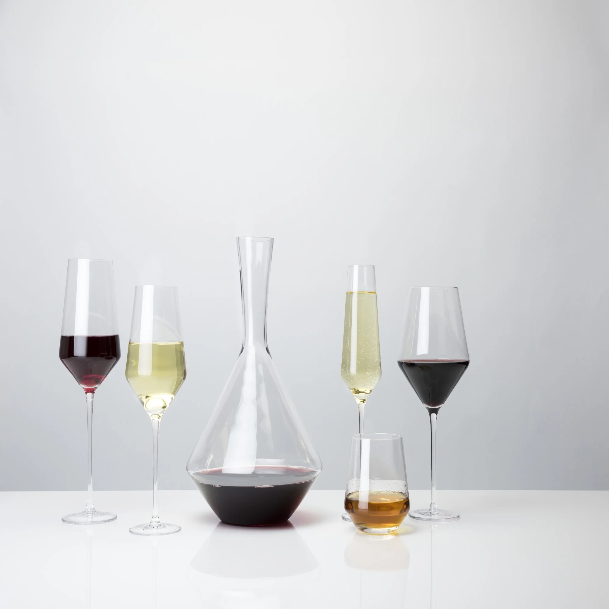 Viski Raye Angled Crystal Tumblers - Lowball Crystal Cocktail Glasses