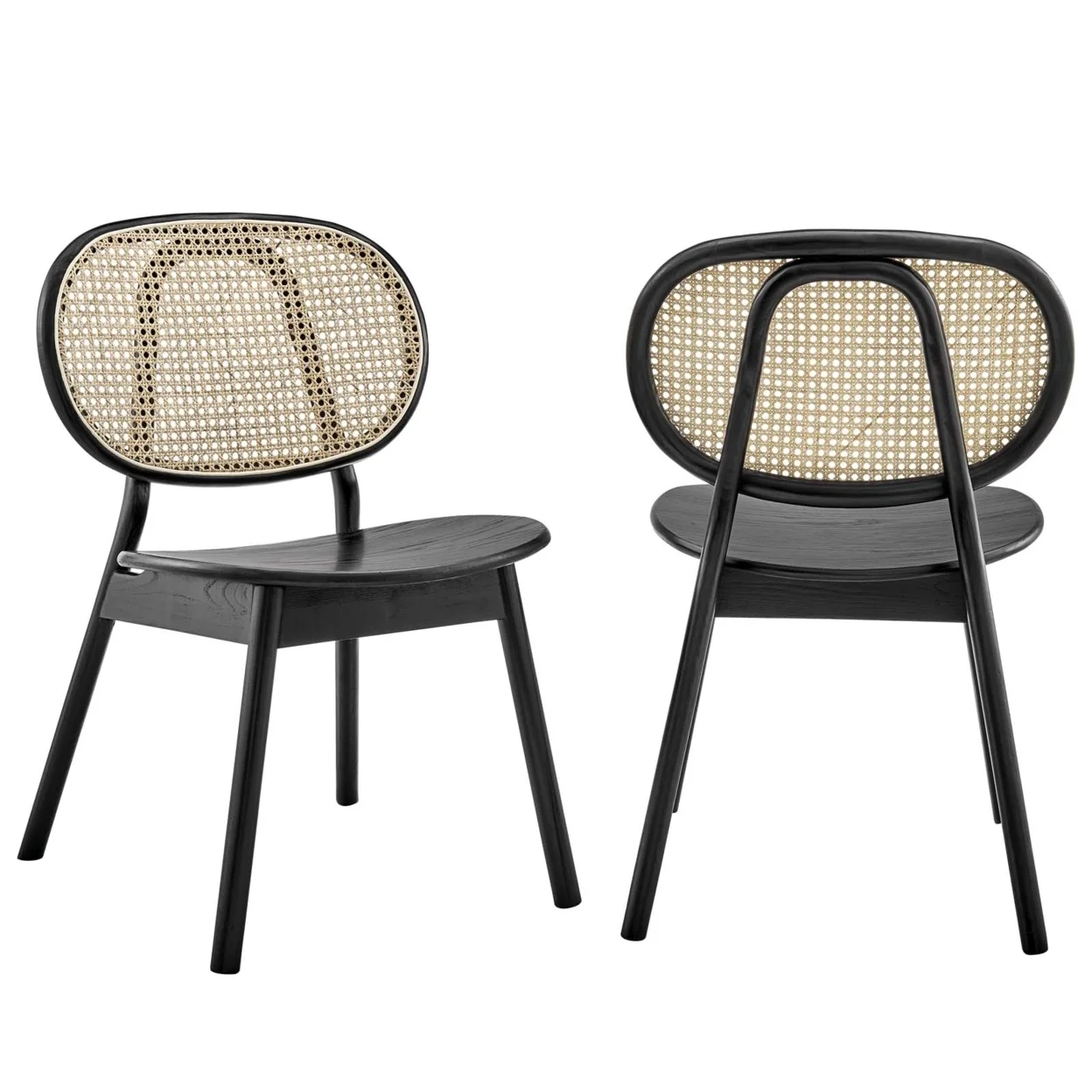 Modway Malina Wood Dining Side Chair Set of 2 in Black