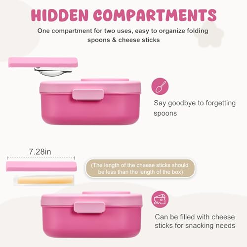 Bento Lunch Box for Kids with 12oz Soup Thermo,4 Compartments Lunch Box Containers Kids, Spoon&Sauce Jar, BPA Free&Leak proof,Insulated Food Jar for Travel((Blue)