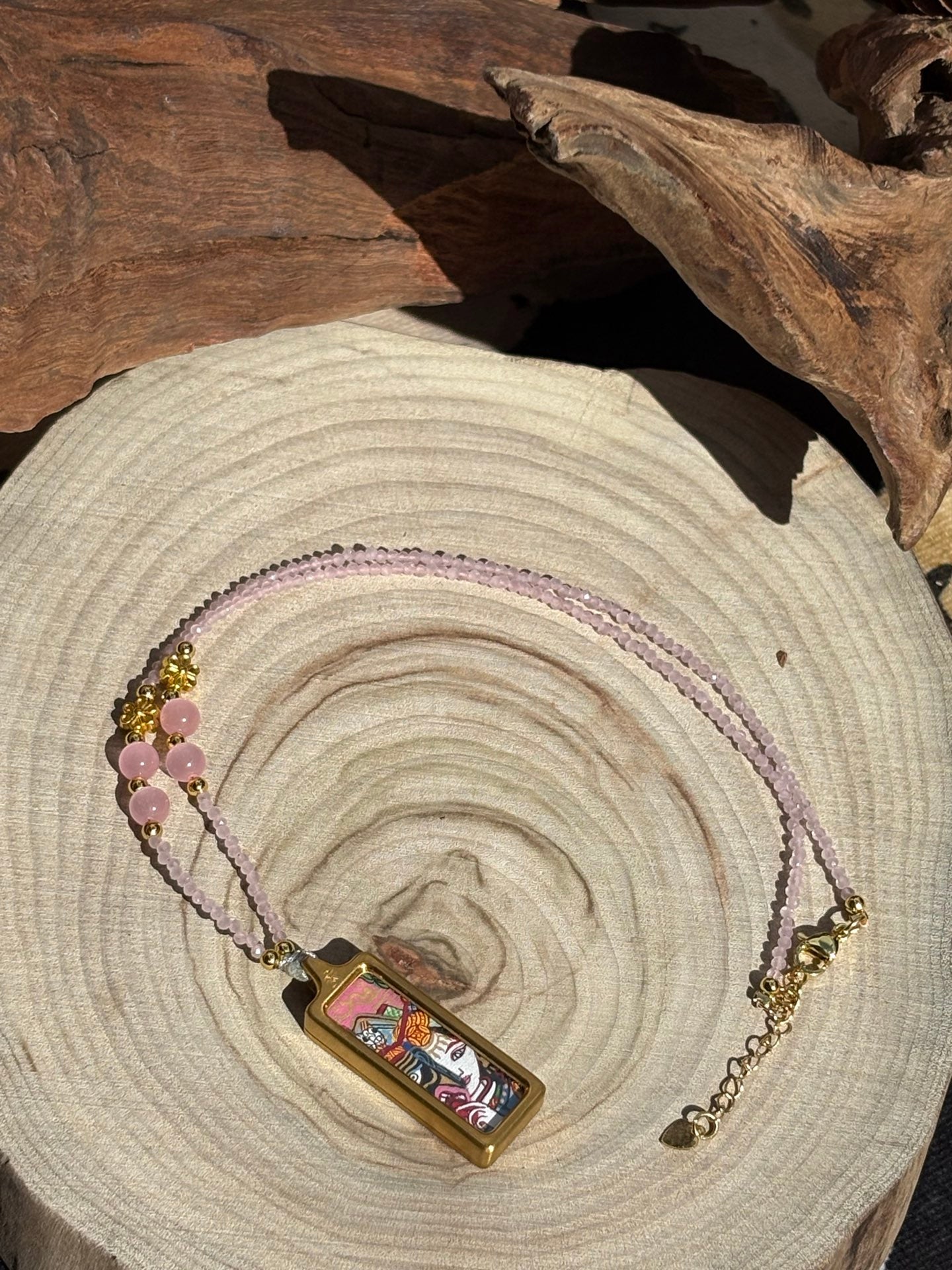 Zashi Lhamo Dual-Sided Thangka with Quartz Crystal Cord