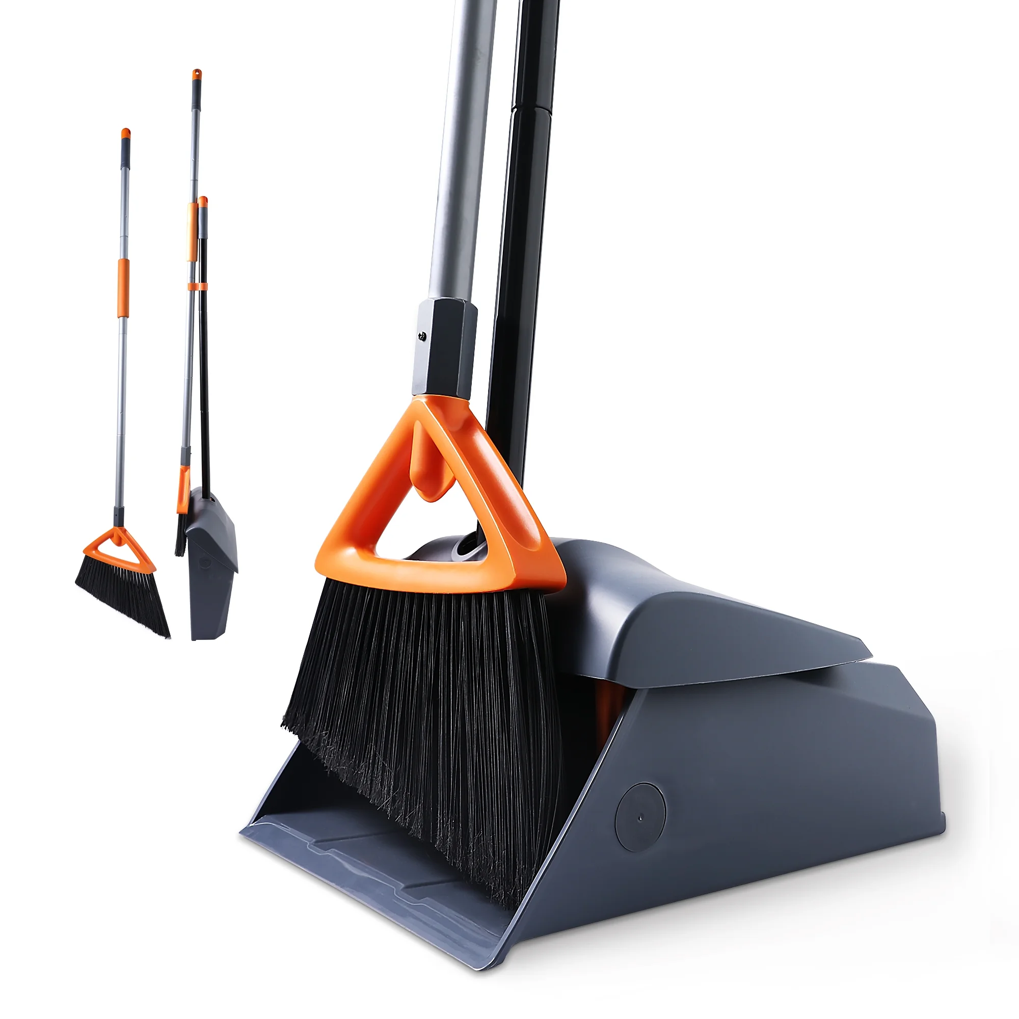 CLEANHOME Heavy Duty Broom and Dustpan Set with Long Handle for Courtyard Lobby Kitchen Office Floor