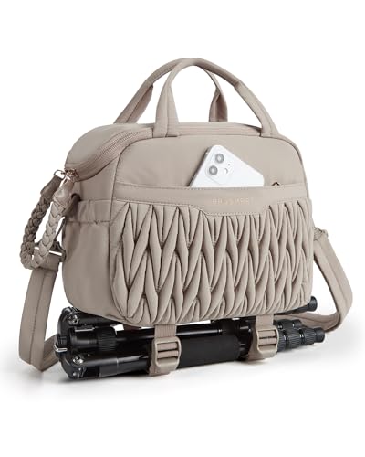 BAGSMART Camera Sling Bag, Portable Small Camera Bags for Photographers with Tripod Holder, Waterproof DSLR/SLR/Cute Camera Case for Women with Rain Cover, Compatible with Sony Canon Nikon, Camel