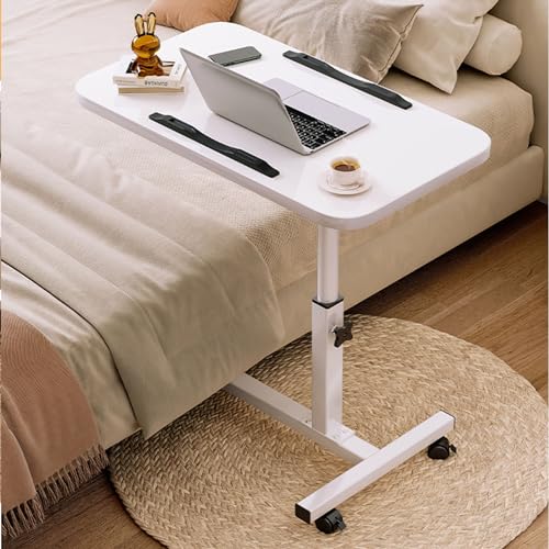 Overbed Bedside Table, Height Adjustable Bedside Table for Medical Use, Removable Computer Cart with Tilting Panel, Suitable for Small Spaces, Foldable Writing Desk for Home Hospital School