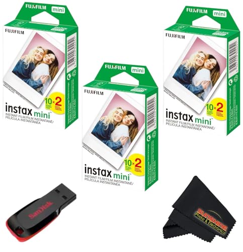 Fujifilm INSTAX Mini Instant Film 2 Pack = 20 Sheets (White) for Fujifilm Mini 8 & Mini 9 Cameras, Model:4332059078