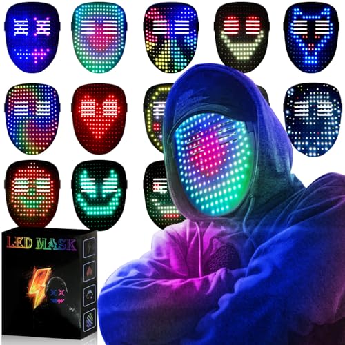 MEGOO Led Mask with Gesture Sensing | Light up Transforming Face Mask | Cool Digital Glow Mask | Perfect Gifts for Halloween Christmas Rave Dj Party Birthday