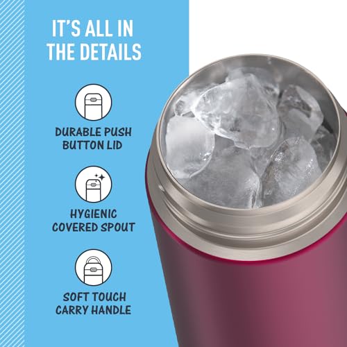 THERMOS FUNTAINER 16 Ounce Stainless Steel Vacuum Insulated Bottle with Wide Spout Lid, Apricot