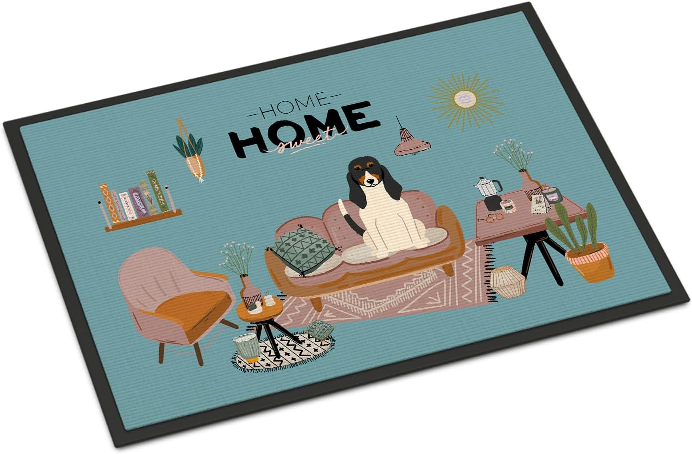 Caroline's Treasures CK7889MAT Swiss Hound Sweet Home Doormat 18x27 Front Door Mat Indoor Outdoor Rugs for Entryway, Non Slip Washable Low Pile, 18H X 27W