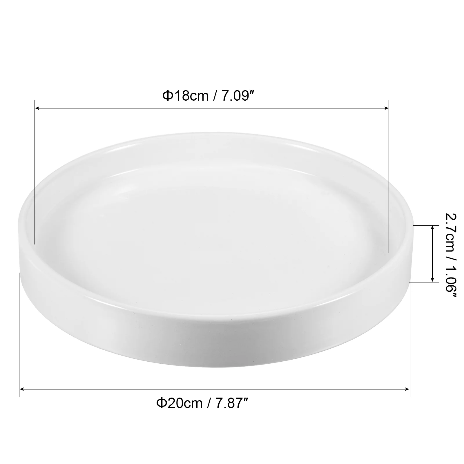 Uxcell Round Ceramic Plant Pot Saucer Flower Drip Tray for Gardening White 7.87”