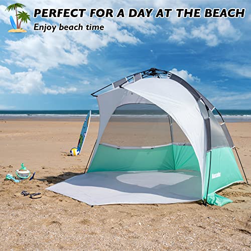 Beach Tent Pop Up Shade, Instant Beach Tents Sun Shelter with UPF 50+ UV Protection, Lightweight & Easy Setup Beach Tent 2-6 Person
