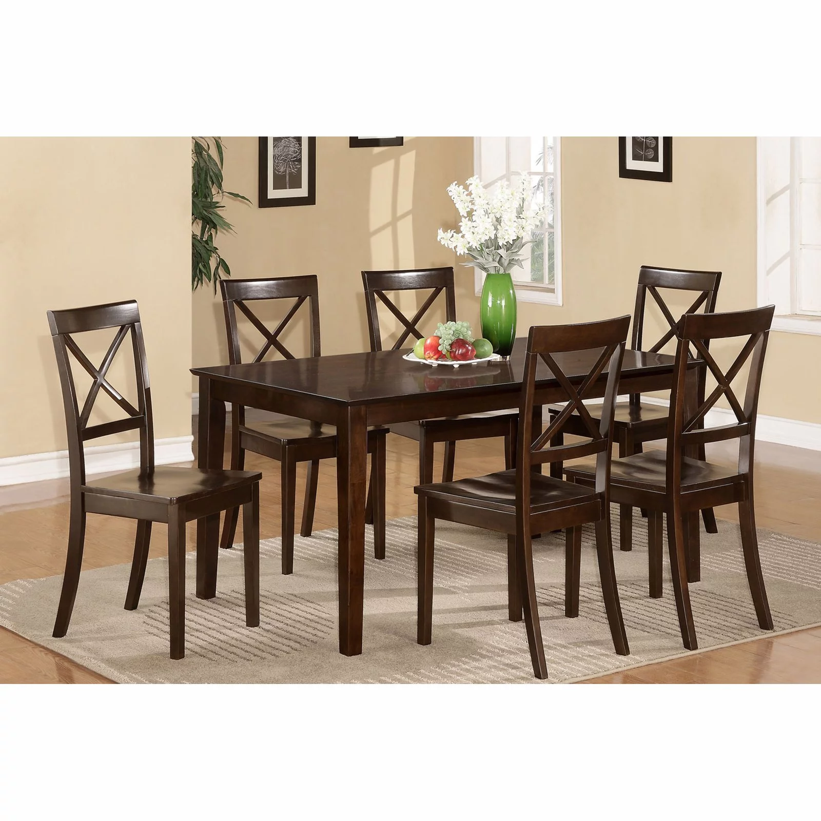 East West Furniture Capris 5 Piece Rectangular Dining Table Set with Boston Wooden Seat Chairs
