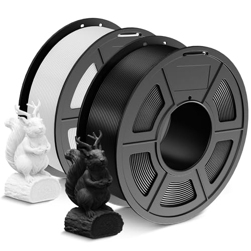 SUNLU 4kg PLA 3D Printer Filament Bundle, Neatly Wound PLA Filament 1.75mm ±0.02mm, Individually Vacuum Packed, 4kg in Total, 1kg per Spool, 4 Pack, 4000g, 4Black