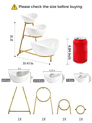 LYEOBOH 3 Tier Serving Tray Set, Tiered Serving Stand with Platters, Serving Dishes for Entertaining Halloween Christmas Party, Collapsible Sturdier Stand & 14 Inch Large Platters for Food Display