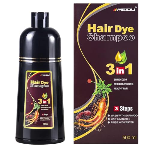Ivnil Meidu Dark Brown Hair Dye Shampoo 3 in 1 for Grey Hair Shampoo Para Canas Mujer Hair Color Shampoo for Women & Men - Herbal Ingredients Natural Plant Hair Dye in Minutes 500ML